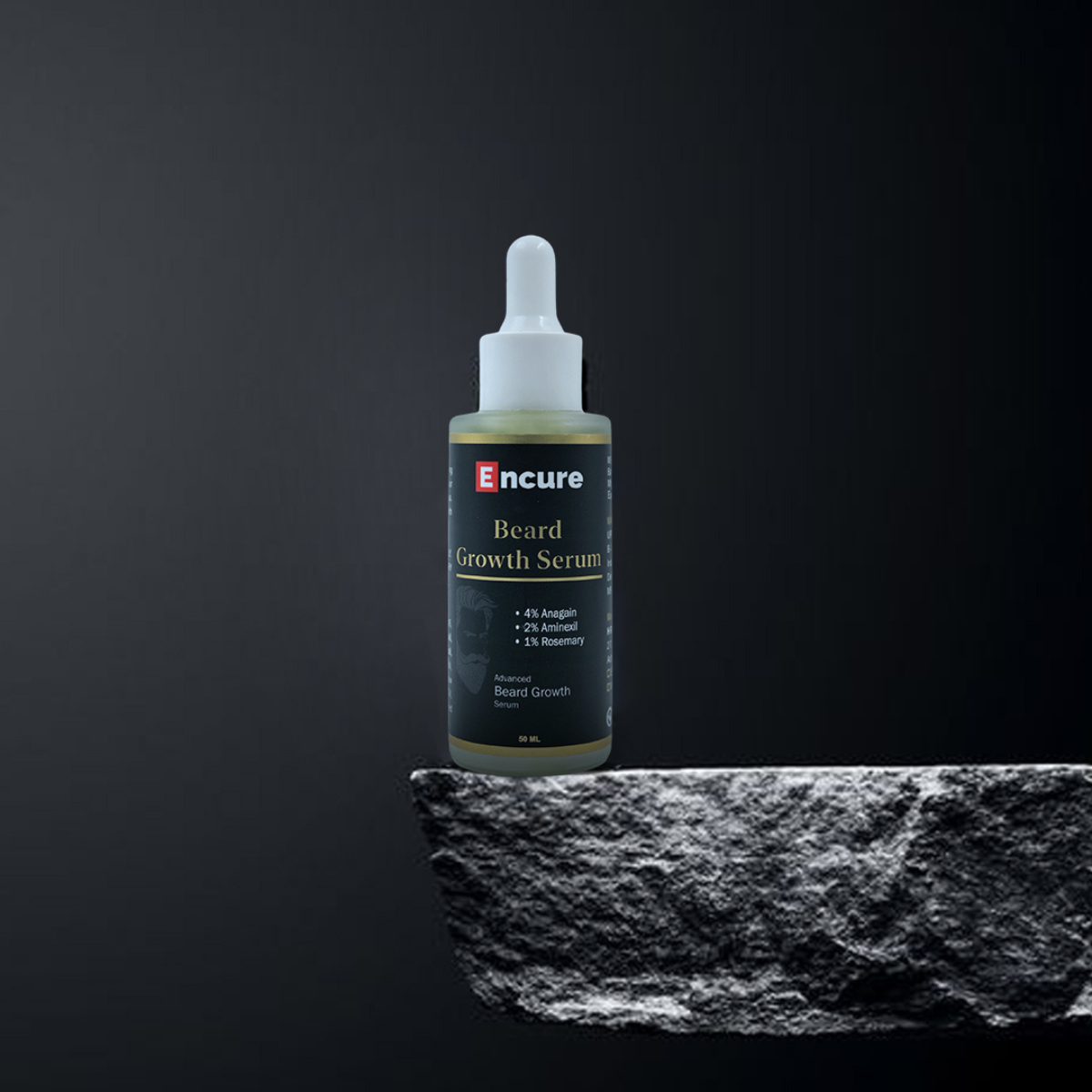 ENCURE™ Beard Growth Serum | Advanced Formula 4% Anagain 2% Aminexil & 1% Rosemary | Stronger, Fuller & Thicker Beard Growth | Solves Uneven & Patchy Beard | Lightweight And Fast Absorption, 50ml