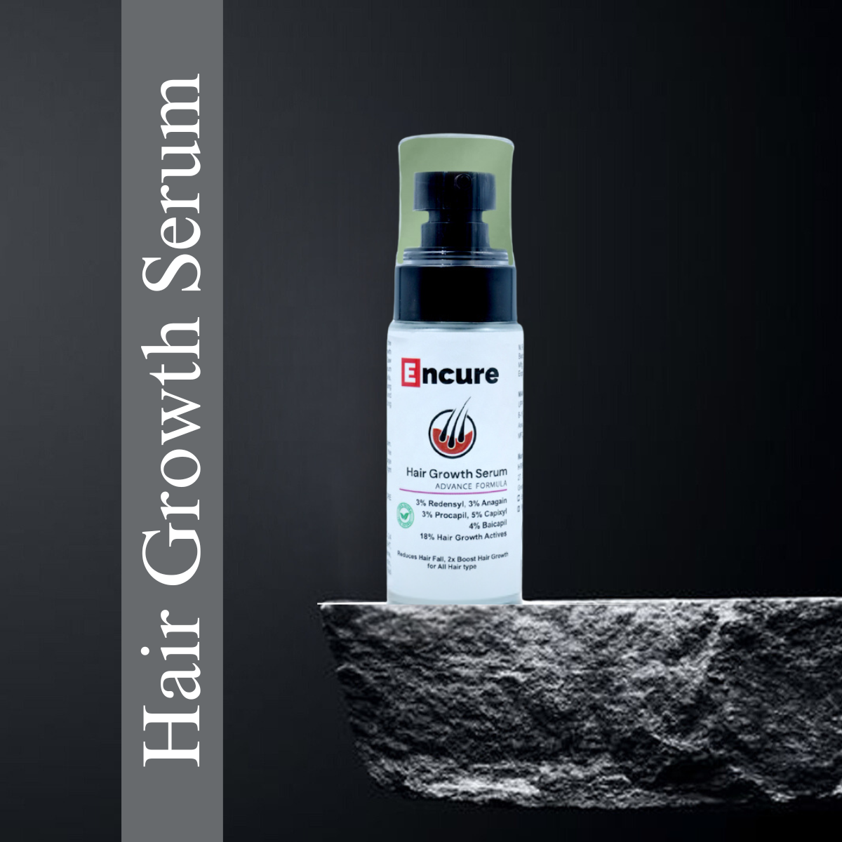 ENCURE™ Hair Growth Serum | Advanced Formula with 3 % Redensyl, 3 % Anagain, 3 % Procapil, 5 % Capixyl & 4% Baicapil | 18% Hair Growth Actives | Thicker & Stronger Hair Growth | Stimulates Hair Growth & Hair Fall Control Serum for Men & Women, 50ml