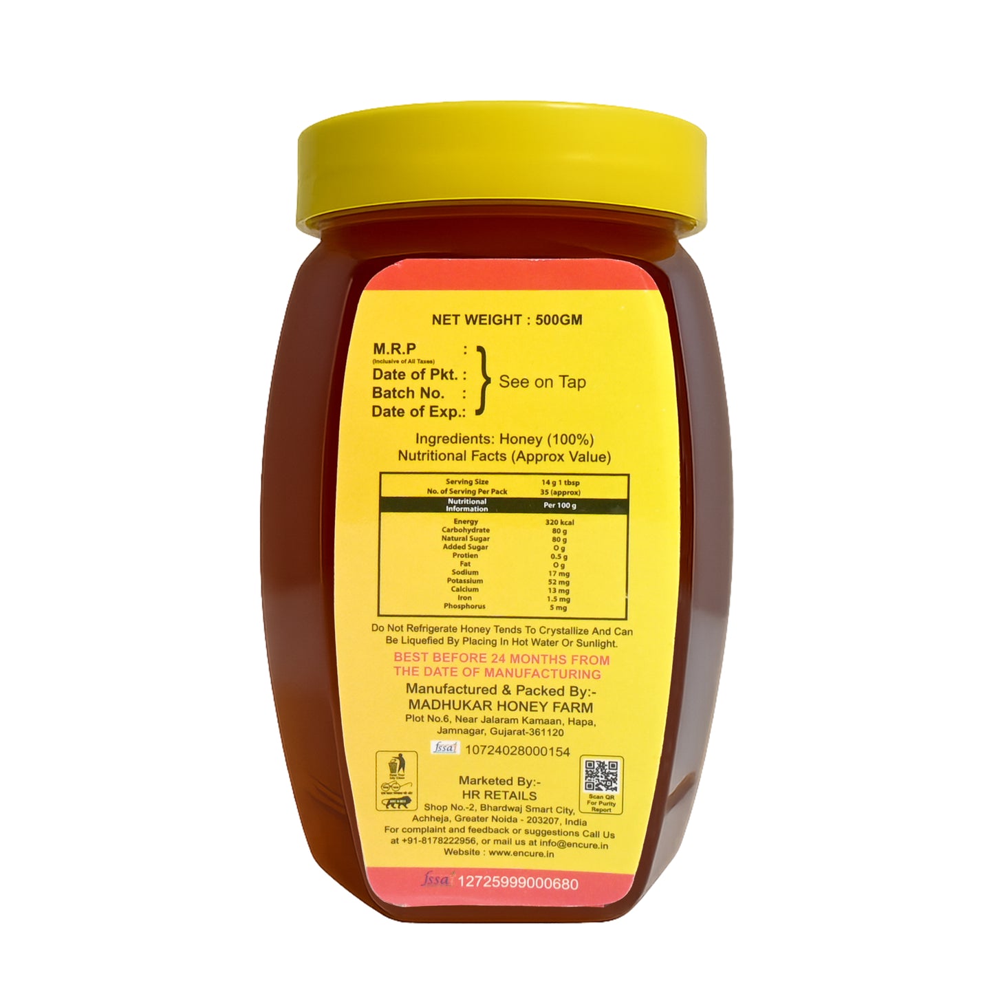 ENCURE™ Multi Flora Forest Honey 500g | Lab tested | Raw & Unprocessed, Unheated, Non Pasteurized, Original Honey 100% Pure and Natural | No Added Sugar | Immunity Boosting