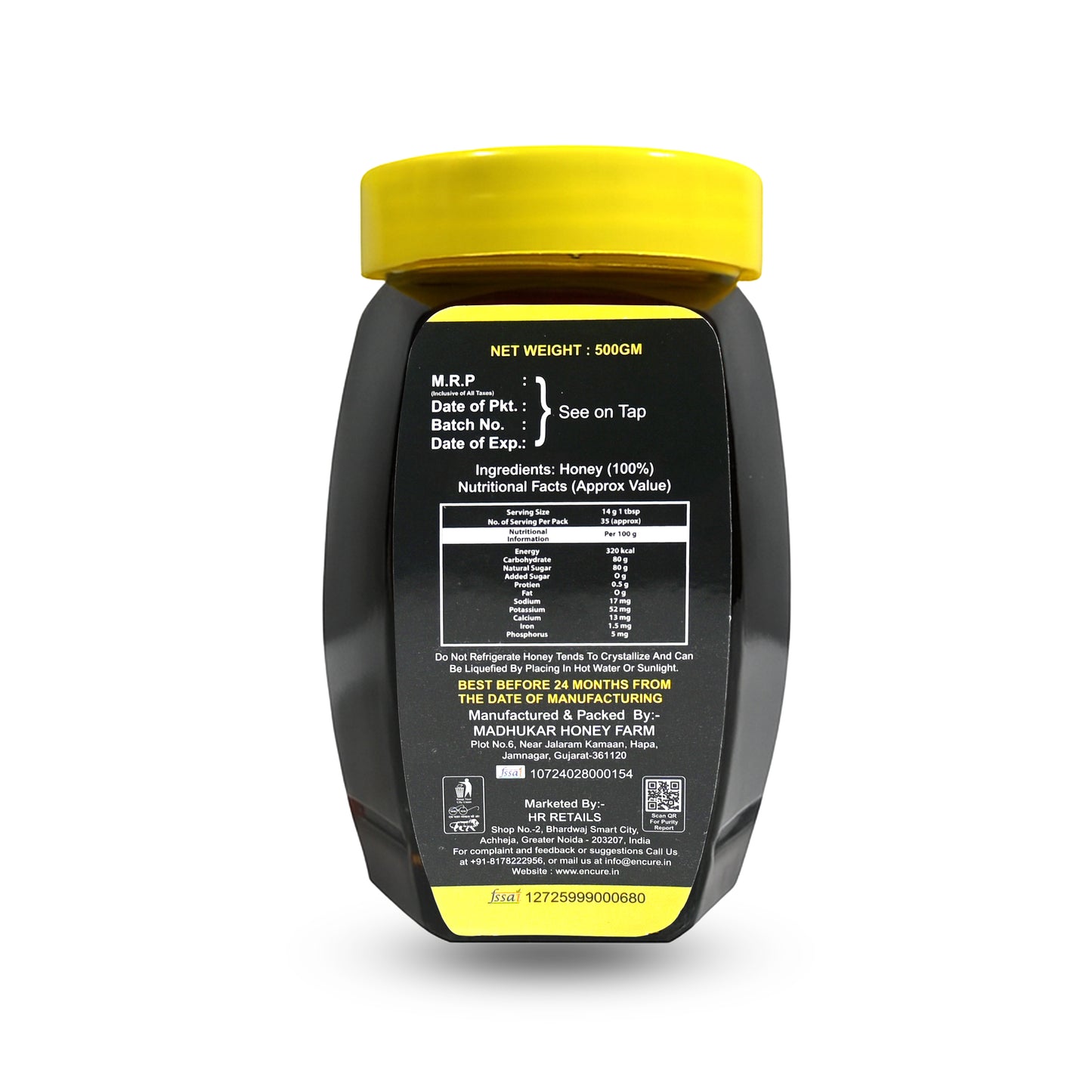 ENCURE™ Wild Forest Honey 500g | Lab tested | Raw & Unprocessed, Unheated, Non Pasteurized, Original Honey 100% Pure and Natural | No Added Sugar | Immunity Boosting